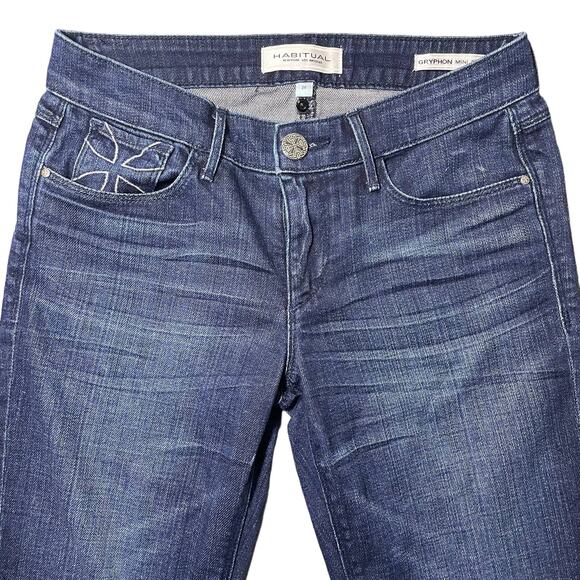 Habitual Denim Gryphon Mini Boot Bootcut Blue Jeans El Dorado Dark Wash Size 26 - Picture 1 of 9